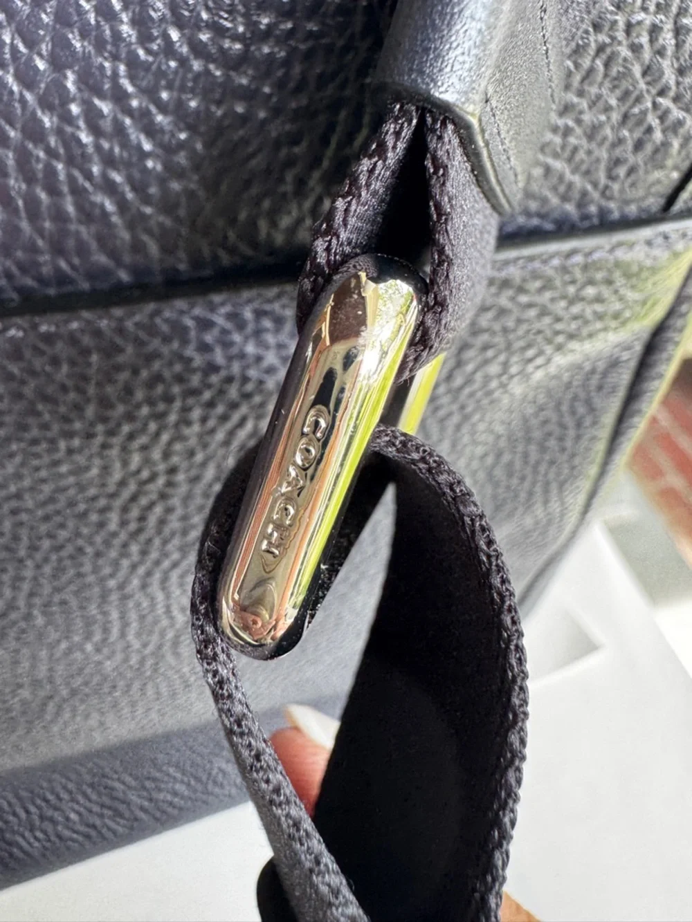 Coach Hudson Messenger Bag Black Pebbled Leather Men's Laptop Briefcase